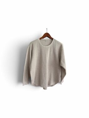 Uniqlo Neutral Beige Crewneck Waffle Sweater - Women